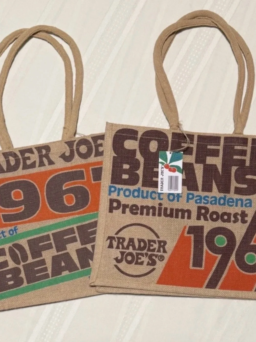 Trader Joe's Jute Coffee Bean Tote Bag - NEW RELEASE set of 2